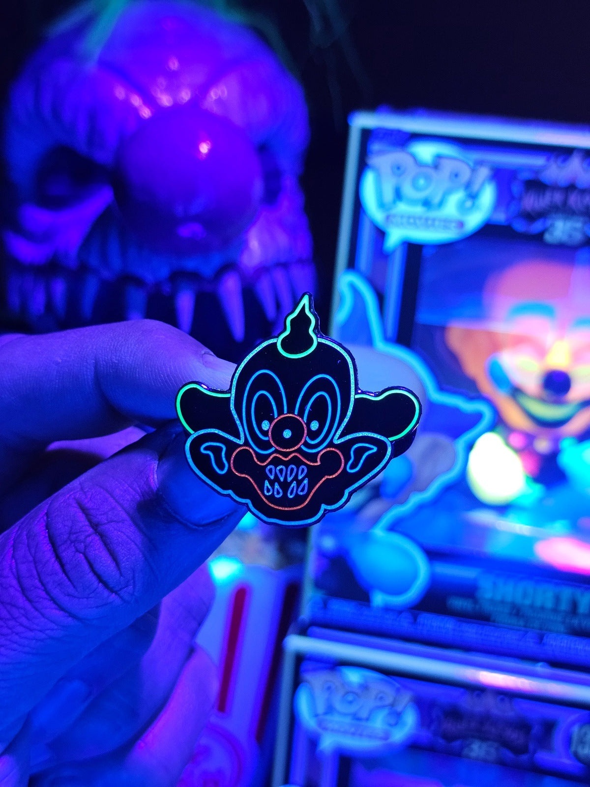 Shorty neon enamel pin