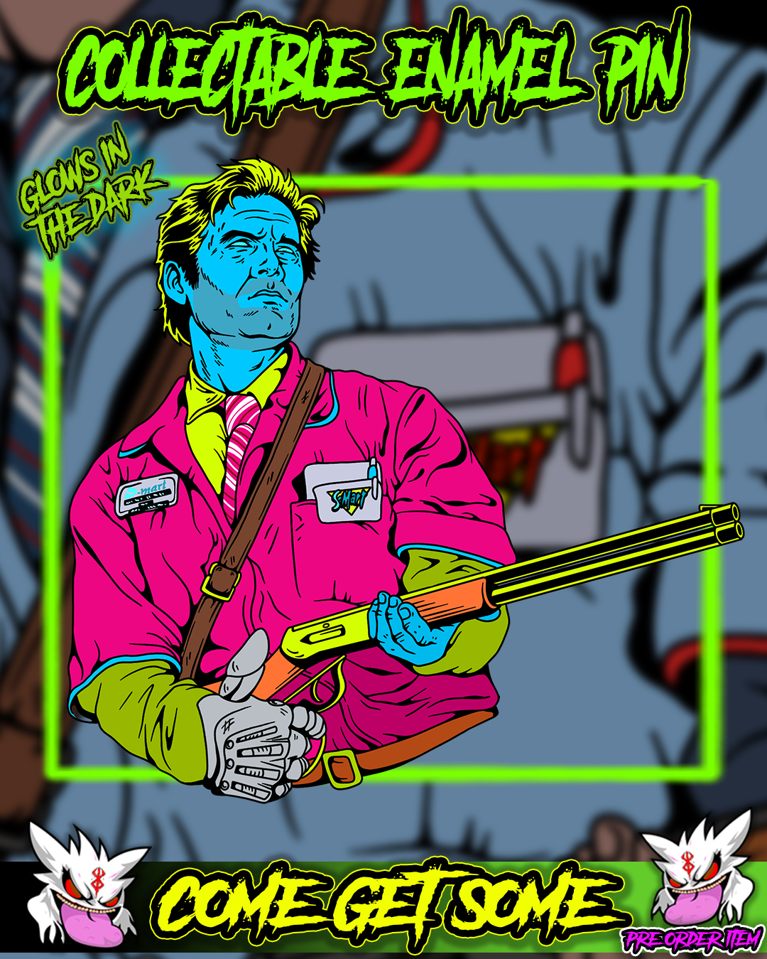 ASHY SLASHY BOOM STICK PRE ORDER ENAMEL PIN