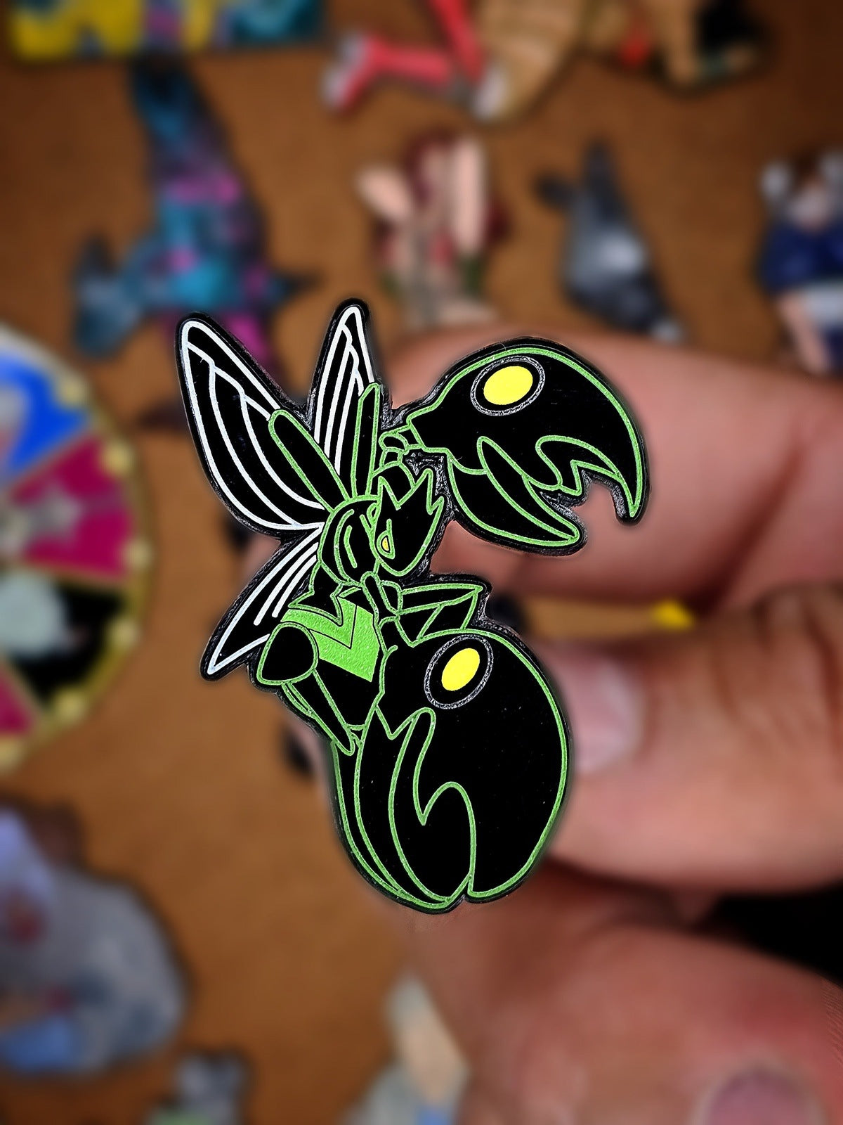Neon Scizor Enamel Pins