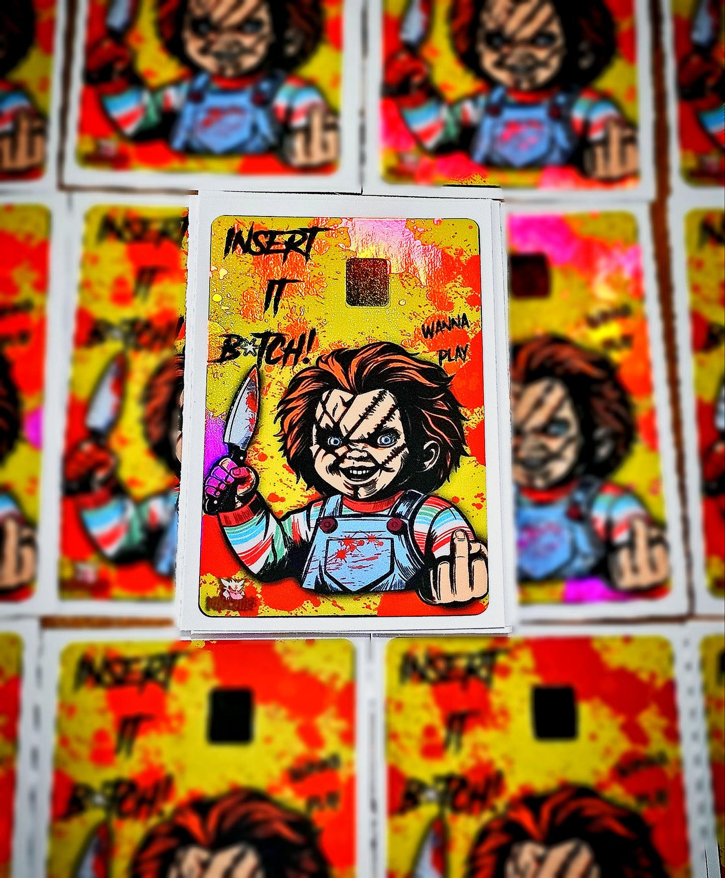 Chuck-ie Middle Finger Credit Card Skin