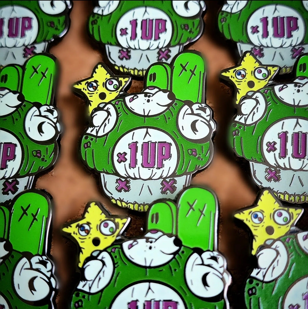 One up Mushroom Enamel pin