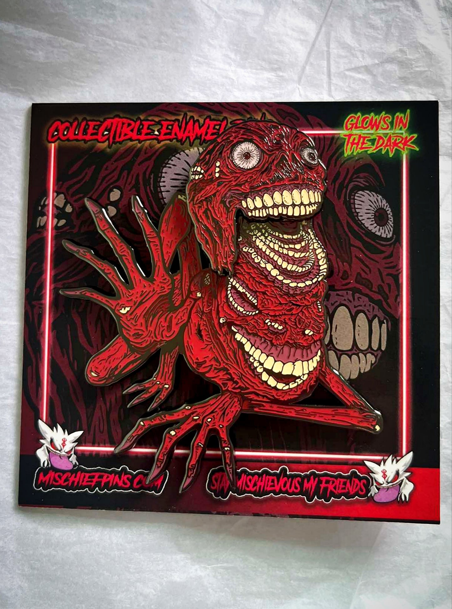 Smiling creature enamel pin