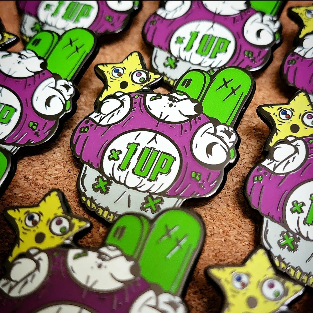 One up Mushroom Enamel pin