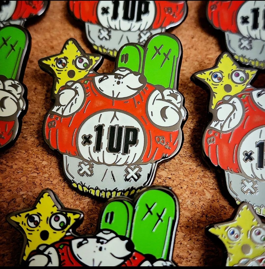 One up Mushroom Enamel pin