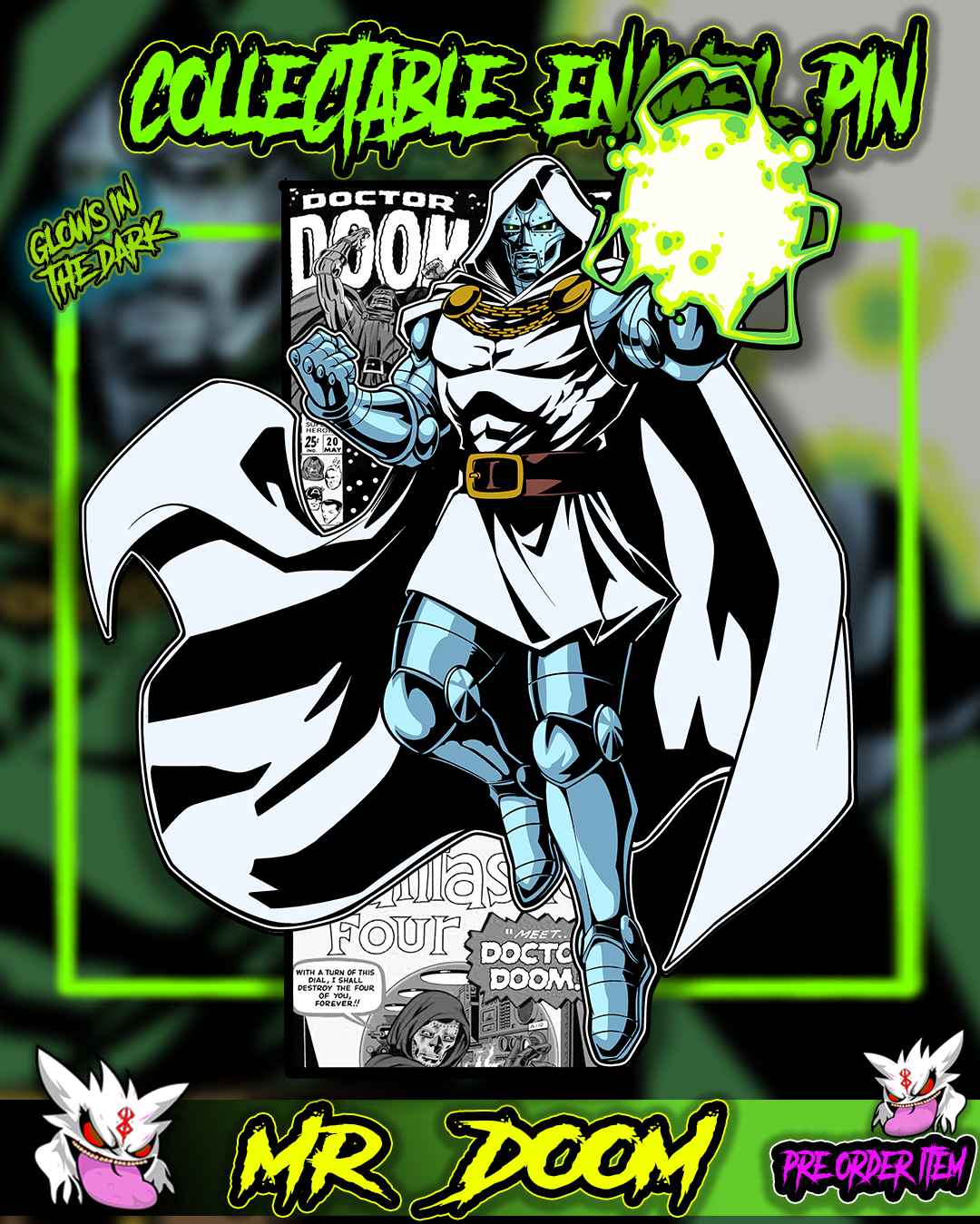 MR. DOOM COMIC ENAMEL PIN PRE ORDERS