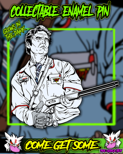 ASHY SLASHY BOOM STICK PRE ORDER ENAMEL PIN