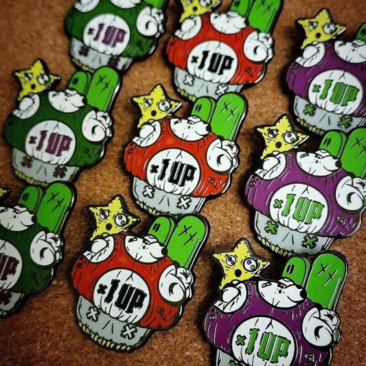 One up Mushroom Enamel pin