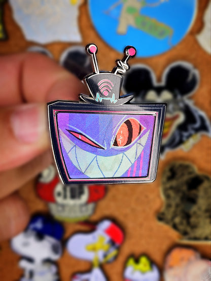 Mr. TV Hazbin Enamel Pin