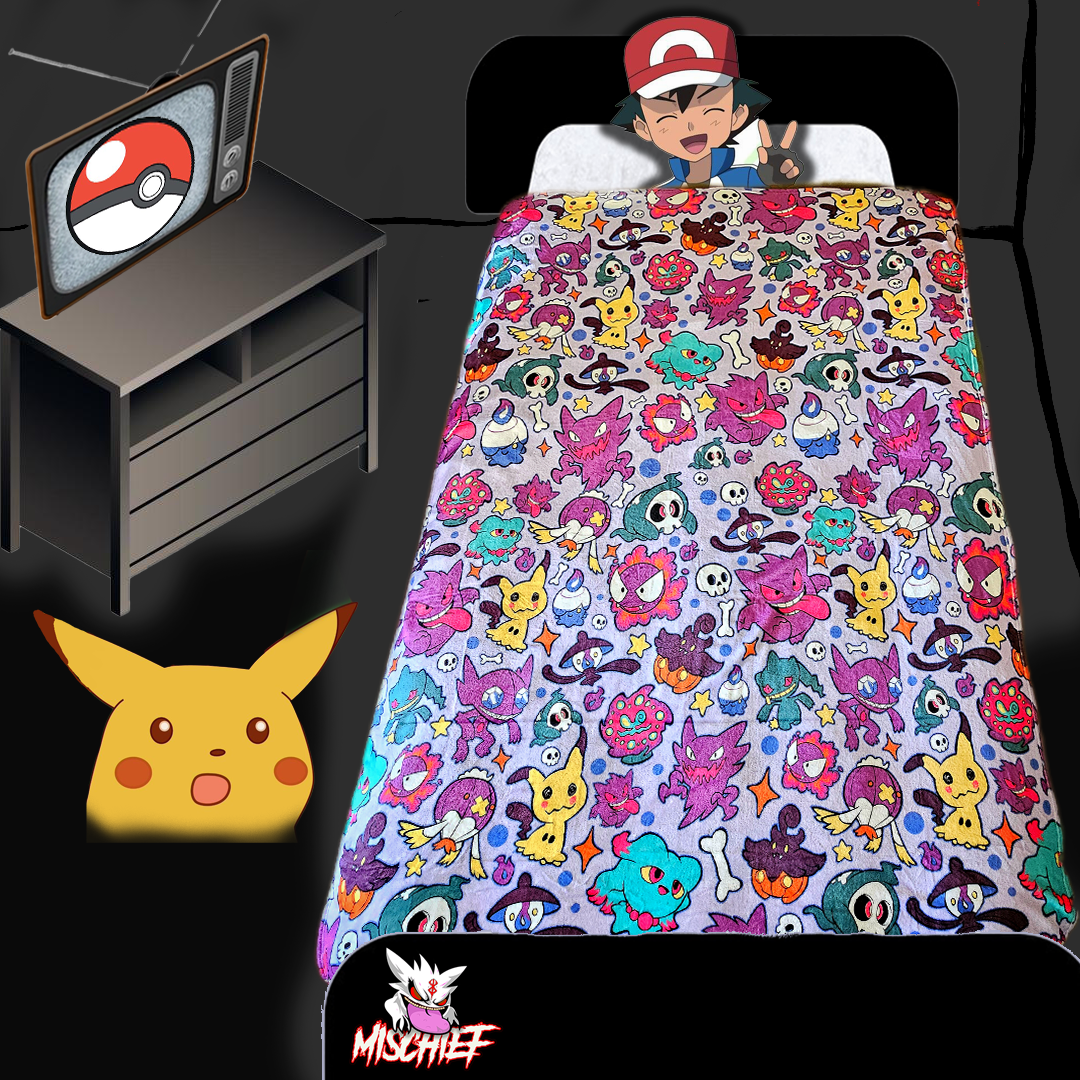 Ghost Type v2 Chibi fleece blanket