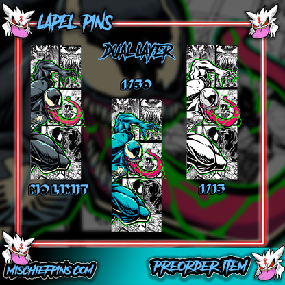 Symbiote Comic strip Enamel Pins